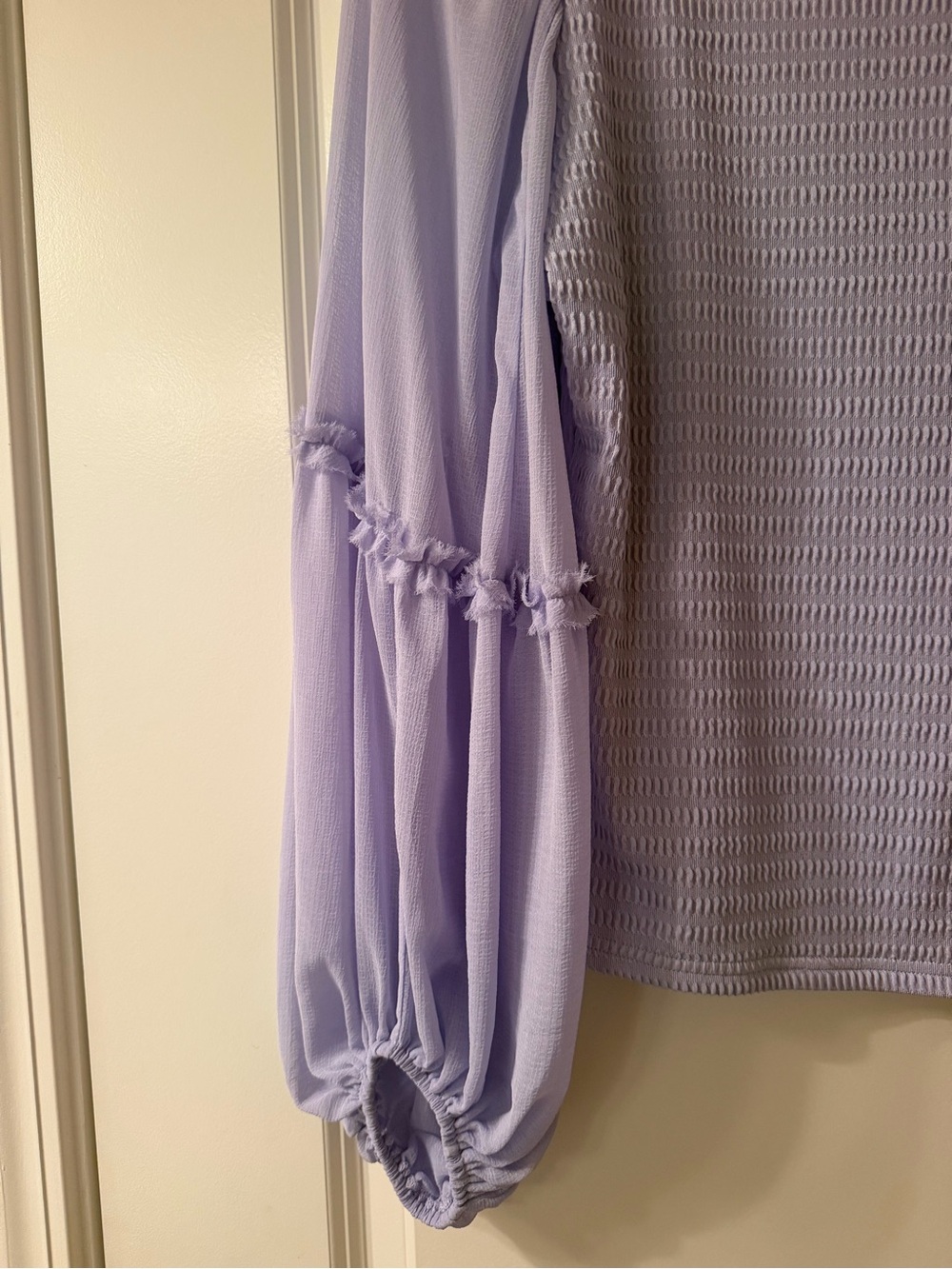 Anthropologie Lilac Smocked Bodice Balloon Sleeve Top - Picture 2 of 5